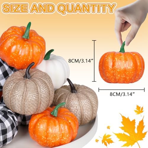 Super Holiday 12PCS Artificial Pumpkins, 4 Colors Foam Faux Pumpkins Decoration for Fall Harvest Theme Party Wedding Halloween Thanksgiving Table Decor. - Image 2