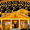65 FT 640 LED Christmas Lights Outdoor Decorations Clear Wire String Lights Plug in 120 Drops 8 Modes Memory Timer Connectable Curtain Fairy Lights Waterproof for Holiday Wedding Party-Warm White by JXLEDAYY