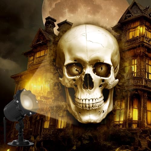 Treela Halloween Skull Projector Light Outdoor Skull Decorations, White by Treela
