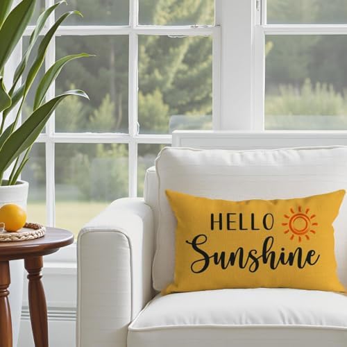 PANDICORN Spring Summer Yellow Throw Pillow Cover 12x20 Inch Hello Sunshine - Image 6