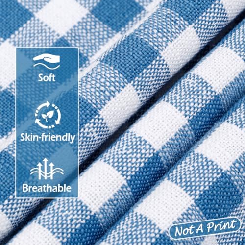 Coastal Decor Light Blue Outdoor Gingham Plaid Throw Pillow Covers 18x18 - Image 2