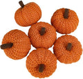 Winlyn Set of 6 Faux Fall Orange Crochet Pumpkins - Small Knit Foam Pumpkins for Rustic Farmhouse Decor, Harvest, Thanksgiving, Halloween, Autumn Table, Bowl, Tiered Tray, Mantel by Winlyn