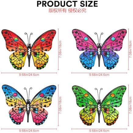 Metal Butterfly Wall Decor - 9.6" Outdoor Fence Wall Art Decor, Hanging Decoration for Garden Yard Living Room Bedroom Patio Balcony(4 Pack) - Image 4