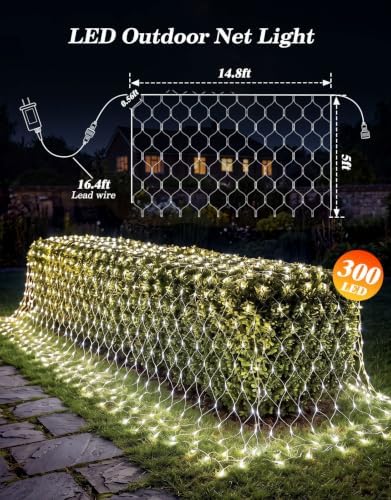 14.8x5FT Christmas Net Lights Outdoor Plug in with 8 Modes - Image 2