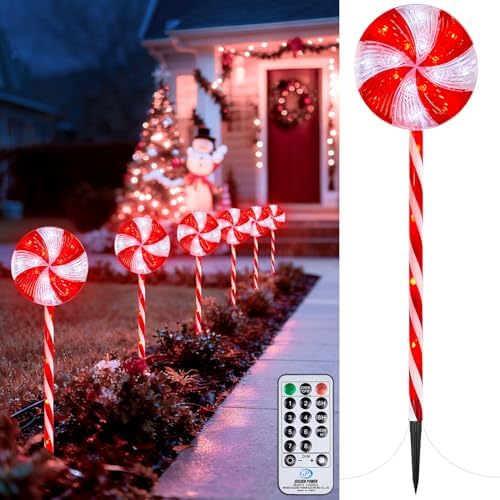 Brightown 3 Pack Lollipop Christmas Pathway Lights Outdoor, 29inches 60 LED by Brightown