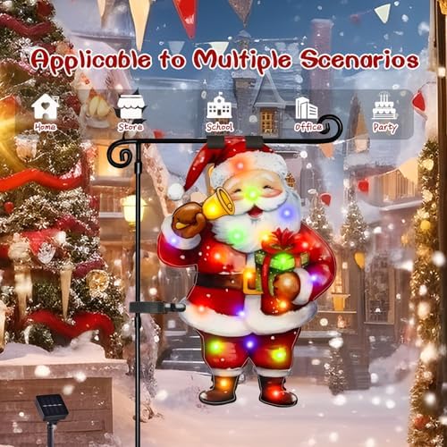 12x18 Lighted Christmas Santa Garden Flag, 8 Modes Solar LED - Image 6