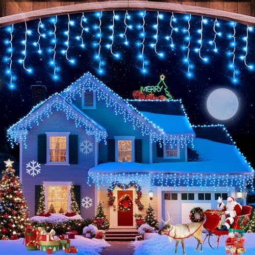 131FT Christmas Lights Outdoor 1440 LED Christmas Decorations Waterproof Plug in with 8 Modes & Timer Christmas Lights for Roof Party Garden Holiday Decor (Blue) by JREWDOINLighting