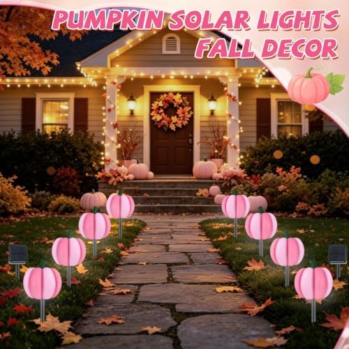 4-in-1 Pumpkin Solar Lights Outdoor Halloween Decorations Fall Stake Lights - Image 6