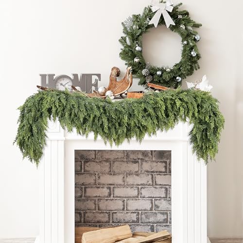 Sggvecsy 6Ft Christmas Cedar Garland Real Touch Artificial Pine Cypress Realistic Greenery Garland for Table Wall Mantle Indoor Fireplace Home Holiday Winter Xmas Decoration (2 Pack) by Sggvecsy