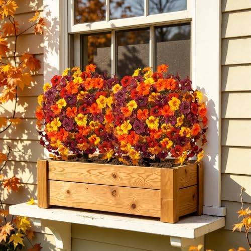 SHareconn 4Pcs Artificial Fall Flowers for Outdoors UV Resistant Decoration - Image 5