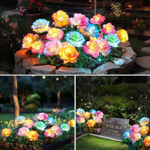 Solar Flowers Lights Outdoor Waterproof: 8 Pack Garden Yard Decorations - Image 6