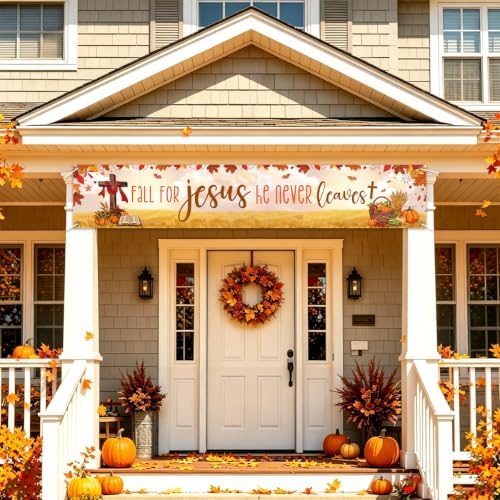 Fall for Jesus He Never Leaves Christian Fall Banner Thanksgiving Yard Sign - Image 5