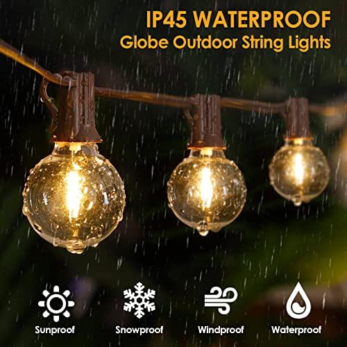 Mlambert 100Ft(2x50Ft) Outdoor String Lights, G40 Globe Patio Lights with 50+4 Waterproof LED Hanging Plastic Bulbs for Cafe Balcony Party-Brown Wire - Image 4