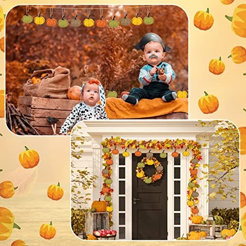 Kajaia 16 Pcs Mini Fall Pumpkin Hanging Ornament for Tree 2.05 Inch Thanksgiving Burlap Fabric Pumpkin Thanksgiving Hanging Decor for Fall Tree Harvest Party Mantel Wall Craft (Fresh Color) - Image 6