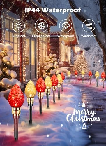 2 Pack Strawberry C9 Christmas Pathway Lights Outdoor, Total 34.8FT 20 LED - Image 5