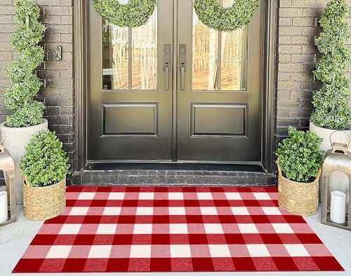 Christmas Outdoor Rug 3'x 5' Red and White Front Porch Rug - Image 6