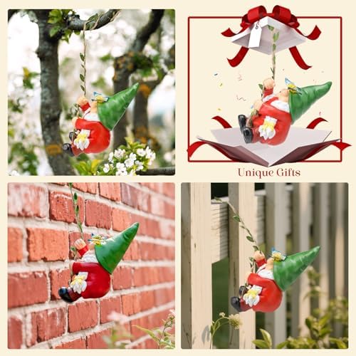 Hanging Gnome Garden Statue Climbing Garden Gnomes Lady with Butterfly Summer Decorations Tree Hugger for Outdoor Home Lawn Patio Yard Birthday Gifts for Mom Women - Image 6