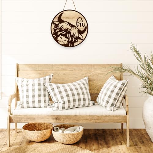 JarThenaAMCS 3D Highland Cow Welcome Door Sign Rustic Brown Cow Wooden Hanging Sign Front Door Hanger for Indoor Outdoor Farmhouse Home Porch Window Decor - Image 6