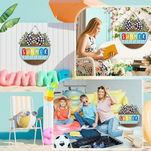 Boao 12 x 12 Inch Hello Summer Door Sign, Welcome Summer Wreath Decor - Image 6