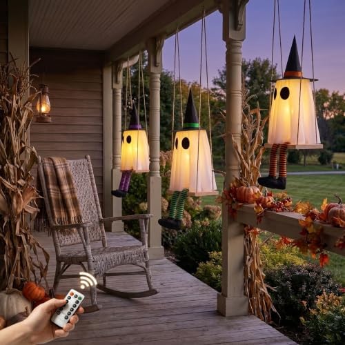 Halloween Swinging Ghost Outdoor Decor, Spooky Hanging Ghosts Decorations - Image 6