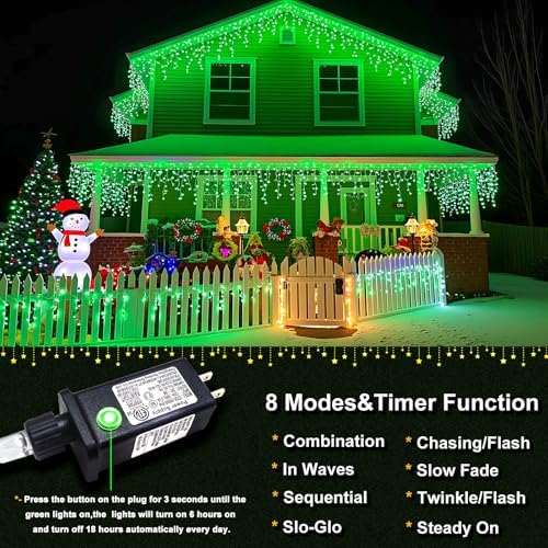 Icicle Lights for Outside 33FT 400 LED Green Christmas Lights - Image 3