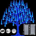 Christmas Lights Meteor Shower Rain Light Falling Rain Lights with 16 Tubes 384 LEDs Waterproof Icicle Snow Fall String Lights for Party Tree Home Patio Outdoor Decoration(16 Tubes,Blue) by FYYZY