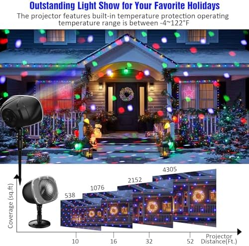 Christmas Halloween Projector Lights Outdoor,Indoor 15 Colors Snowfall Rotating Falling Snow Projector with Remote and Timer,Waterproof Landscape Lights for Home Yard Garden Window Christmas Decor - Image 6