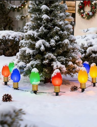 7Ft Christmas Pathway Lights Outdoor with 4 C9 LED Multicolor Bulbs - Image 4