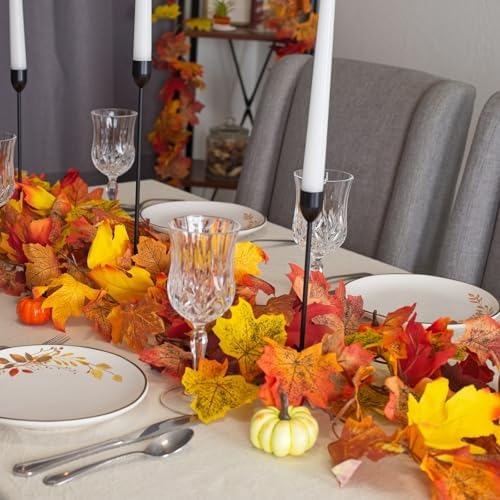 CQURE 24 Pack Fall Leaf Garland, Total 142Ft Artificial Maple Leaf Garland Fall Leaves Autumn Hanging Vines Maple Leaves Thanksgiving Decor for Home Fireplace Party - Image 2