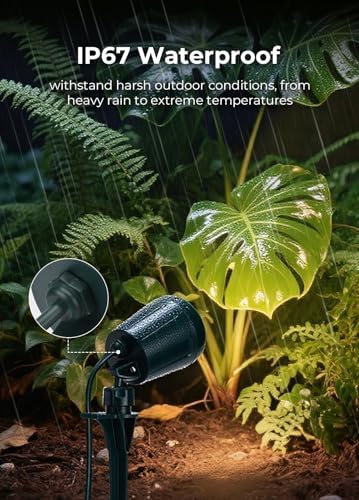 Christmas Spotlights Outdoor, 120V Plug-in Halloween Spot Light, 5000K LED Landscape Lighting with 5 Color Lenses (Red Green Blue Purple Yellow), IP67 Waterproof, 4 Pack - Image 4