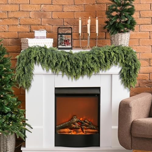 Sggvecsy 6Ft Christmas Cedar Garland Real Touch Artificial Pine Cypress Realistic Greenery Garland for Table Wall Mantle Indoor Fireplace Home Holiday Winter Xmas Decoration (1 Pack) - Image 3
