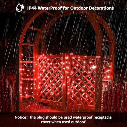 DEPMEM Led Christmas Net Lights Outdoor Christmas Decorations 120Led 6Ftx4Ft UL Certified Connectable Waterptoof Mesh Net Lights for Trees Bushes Shrubs Garden Outdoor Christmas Decorations(Red) - Image 3