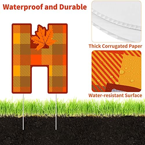 Elcoho 11 Pieces Thanksgiving Yard Signs with Stakes Happy Fall Pumpkin Maple Leaf Lawn Sign Autumn Harvest Lawn Decor for Fall Thanksgiving Home Patio Outdoor Walkway Party Supplies - Image 4