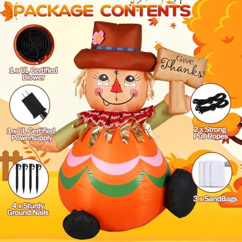 4FT Fall Thanksgiving Inflatables Outdoor Decorations with Built-in LED - Image 6