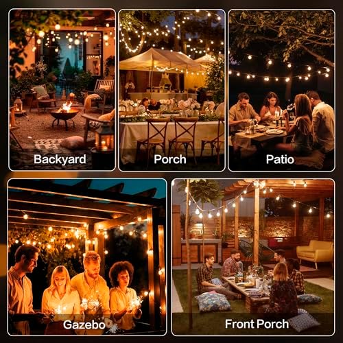 Outdoor String Lights 100FT with 50+2 G40 LED Bulbs, Shatterproof & Waterproof Patio Lights, Connectable Globe String Lights for Backyard Porch Deck Bistro Garden Party - Image 7