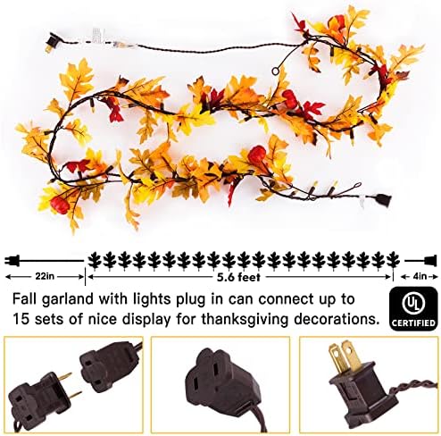 Brillarlights Fall Decorations Lighted Fall Garland Plug in, Thanksgiving Decorations Fall Garland Lights String 8ft with 35 Incandescent Bulbs for Halloween Garland Fall Decor - Image 5