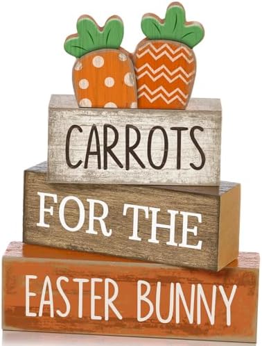 Lineshading 4 Pcs Wooden Tiered Tray Decor, Farmhouse Carrots Block Signs by Lineshading