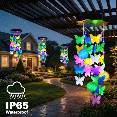 Solar Wind Chimes of Outside, Butterfly Solar Shell Gift for Mom Grandma - Image 2