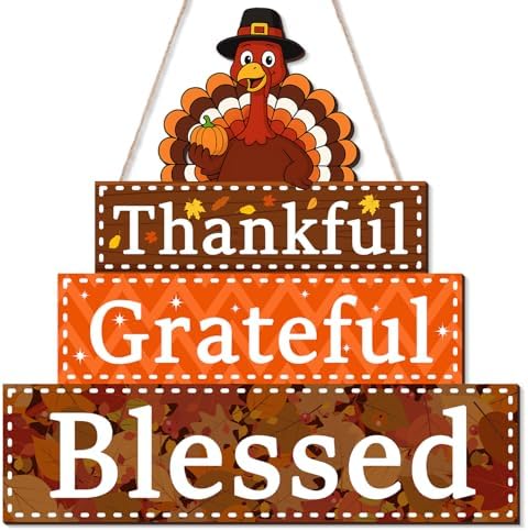 Thanksgiving Decorations Wooden Turkey Door Sign Thankful Sign Decor by Aymolas