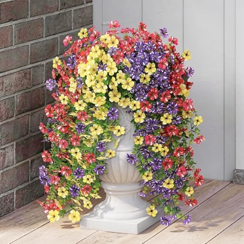 4PCS 29.5"Fake Hanging Flower&Eucalyptus for Front Porch Decor(Mixed Color) - Image 2