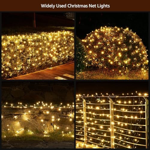Led Christmas Net Lights Outdoor Christmas Decorations 120Led 6Ftx4Ft UL Certified Connectable Waterptoof Mesh Net Lights for Trees Bushes Shrubs Garden Outdoor Christmas Decorations(Warmwhite) - Image 6