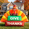 Domkom 6FT Thanksgiving Inflatable Turkey Give Thanks Sign Yard Decoration by DomKom