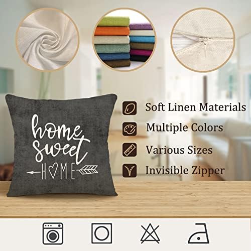 YCOLL Pillow Covers 18x18 Modern Sofa Throw Pillow Cover, Decorative Outdoor Linen Fabric Pillow Case for Couch Bed Car (Rustic Gray, 18x18,Set of 4) - Image 7