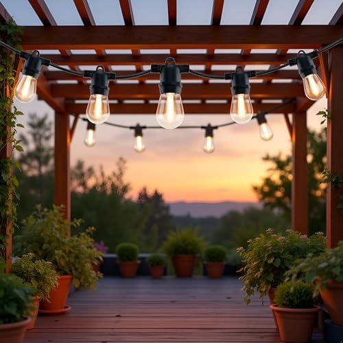 YULETIME 35 ft 18 LED Patio String Light Plug-in Adapter, E26 Base S14 Bulb - Image 2