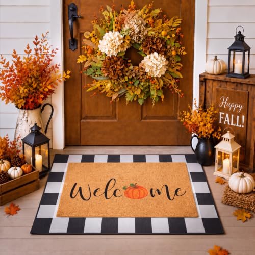 Duraaamo 2 Pcs Fall Front Door Mats, Coir Outdoor Doormat, Non Slip by Duraaamo