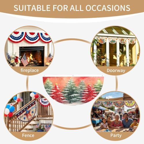 Colorful Pine Tree Semicircular Hanging Decorative Bunting Flag 2pcs - Image 7