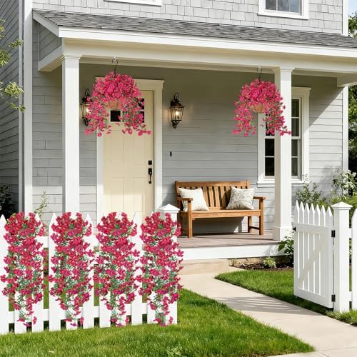 Vibrant Silk Artificial Flowers for Outdoors with Realistic UV Resistant Fake Plants,Includes 2 PCS of Spring Garden Decor Set for Hanging, Patio, Front Porch, Yard Decorations Outdoor - Image 4