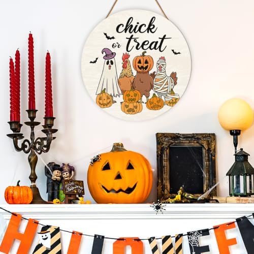 Funny Halloween Chicken Decor Chick or Treat Door Sign for Front Door - Image 4