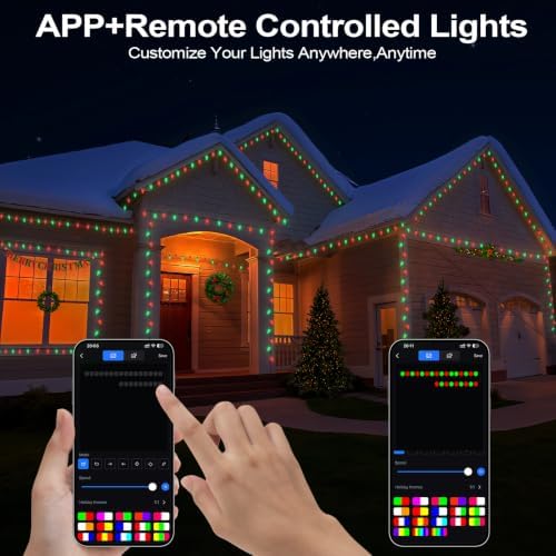 Smart C9 Christmas Outdoor Lights, 164FT 200LED APP Remote Control String Lights, DIY Chasing Xmas Lights, RGB Color Changing with Timer & Music Sync for Holiday Xmas Tree Decoration - Image 2