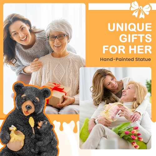 GIGALUMI Solar Garden Statues Bears 9" Black, Yard Decorations Outdoor - Image 4
